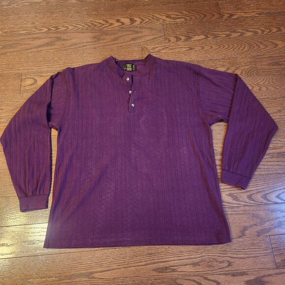 Eddie Bauer Men's Long Sleeves Sz Large Casual Henly Shirt Burgundy Made in USA - Picture 1 of 5